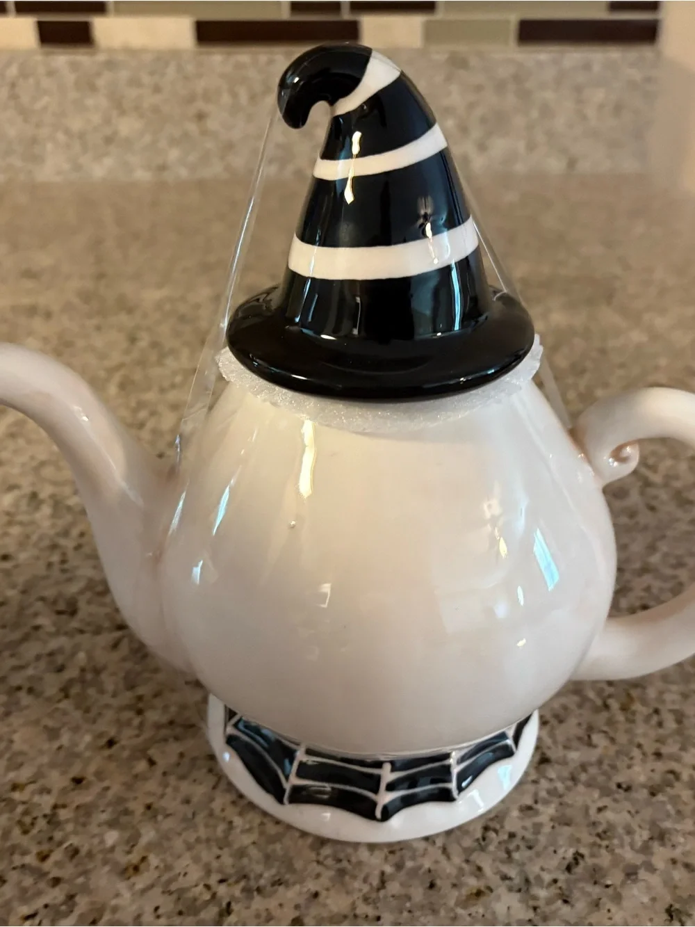 Johanna Parker White and Black Ceramic Ghost Teapot
